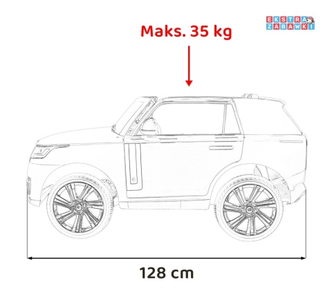 Range Rover SUV Lift na akumulator - biały, 4x35W 12V/14Ah, pilot, EVA, ekoskóra, pasy, LED, BT [DK-RR998]