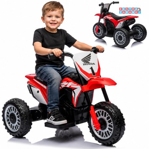 Trójkołowy motorek Honda na akumulator - czerwony, 1x30W 6V/4.5Ah, do 3 km/h, automatyczny hamulec, koła z opaską [PA0353]