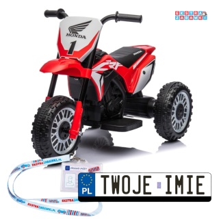 Trójkołowy motorek Honda na akumulator - czerwony, 1x30W 6V/4.5Ah, do 3 km/h, automatyczny hamulec, koła z opaską [PA0353]