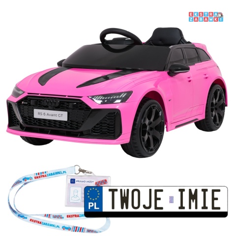 Audi RS6 Avant na akumulator - różowy, 4x35W 12V/9Ah, pilot, EVA, LED, pokrowiec [QLS-8620]