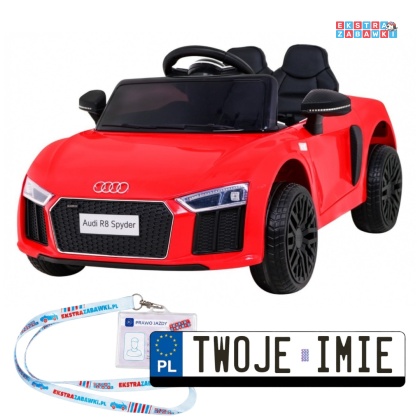 Audi R8 na akumulator - czerwony, 2x35W 6V/9Ah, pilot, EVA, wolny start, MP3, LED [HL1818]