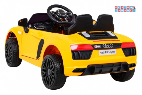 Audi R8 na akumulator - żółty, 2x35W 6V/9Ah, pilot, EVA, wolny start, MP3, LED [HL1818]