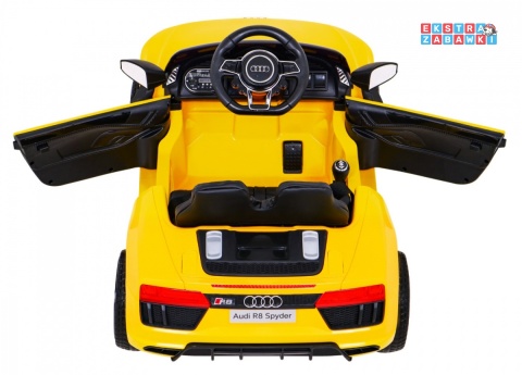 Audi R8 na akumulator - żółty, 2x35W 6V/9Ah, pilot, EVA, wolny start, MP3, LED [HL1818]