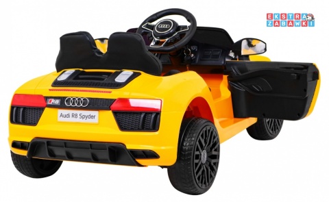 Audi R8 na akumulator - żółty, 2x35W 6V/9Ah, pilot, EVA, wolny start, MP3, LED [HL1818]