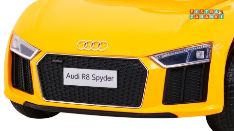 Audi R8 na akumulator - żółty, 2x35W 6V/9Ah, pilot, EVA, wolny start, MP3, LED [HL1818]