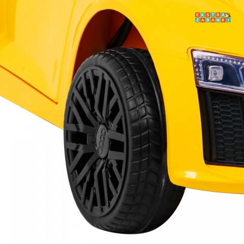 Audi R8 na akumulator - żółty, 2x35W 6V/9Ah, pilot, EVA, wolny start, MP3, LED [HL1818]
