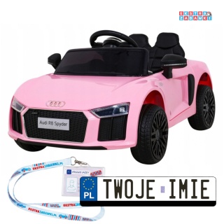 Audi R8 na akumulator - różowy, 2x35W 6V/9Ah, pilot, EVA, wolny start, MP3, LED [HL1818]