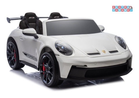 Porsche GT3 DK-P911 dwuosobowy na akumulator - biały, 2x150W 24V/10Ah, do 7 km/h, EVA, LED, ekoskóra, panel muzyczny [26790]