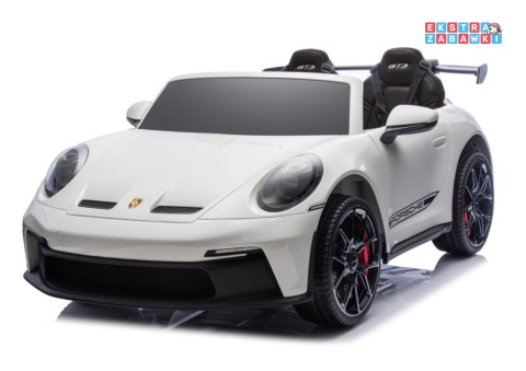 Porsche GT3 DK-P911 dwuosobowy na akumulator - biały, 2x150W 24V/10Ah, do 7 km/h, EVA, LED, ekoskóra, panel muzyczny [26790]