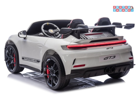 Porsche GT3 DK-P911 dwuosobowy na akumulator - biały, 2x150W 24V/10Ah, do 7 km/h, EVA, LED, ekoskóra, panel muzyczny [26790]