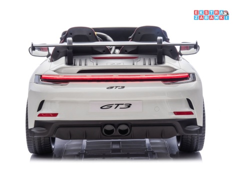Porsche GT3 DK-P911 dwuosobowy na akumulator - biały, 2x150W 24V/10Ah, do 7 km/h, EVA, LED, ekoskóra, panel muzyczny [26790]