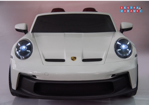 Porsche GT3 DK-P911 dwuosobowy na akumulator - biały, 2x150W 24V/10Ah, do 7 km/h, EVA, LED, ekoskóra, panel muzyczny [26790]