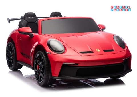 Porsche GT3 DK-P911 dwuosobowy na akumulator - czerwony, 2x150W 24V/10Ah, do 7 km/h, EVA, LED, ekoskóra, panel muzyczny [26792]