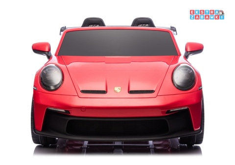 Porsche GT3 DK-P911 dwuosobowy na akumulator - czerwony, 2x150W 24V/10Ah, do 7 km/h, EVA, LED, ekoskóra, panel muzyczny [26792]