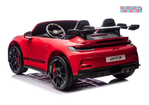Porsche GT3 DK-P911 dwuosobowy na akumulator - czerwony, 2x150W 24V/10Ah, do 7 km/h, EVA, LED, ekoskóra, panel muzyczny [26792]