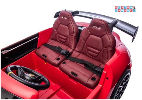 Porsche GT3 DK-P911 dwuosobowy na akumulator - czerwony, 2x150W 24V/10Ah, do 7 km/h, EVA, LED, ekoskóra, panel muzyczny [26792]