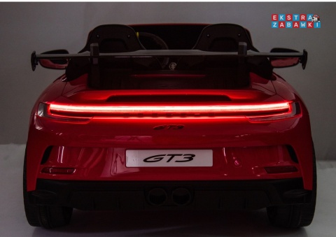 Porsche GT3 DK-P911 dwuosobowy na akumulator - czerwony, 2x150W 24V/10Ah, do 7 km/h, EVA, LED, ekoskóra, panel muzyczny [26792]