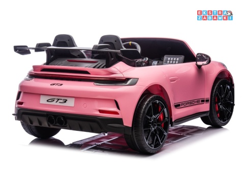 Porsche GT3 DK-P911 dwuosobowy na akumulator - różowy, 2x150W 24V/10Ah, do 7 km/h, EVA, LED, ekoskóra, panel muzyczny [26791]