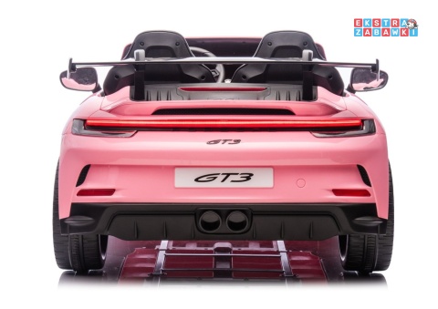 Porsche GT3 DK-P911 dwuosobowy na akumulator - różowy, 2x150W 24V/10Ah, do 7 km/h, EVA, LED, ekoskóra, panel muzyczny [26791]