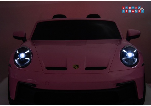 Porsche GT3 DK-P911 dwuosobowy na akumulator - różowy, 2x150W 24V/10Ah, do 7 km/h, EVA, LED, ekoskóra, panel muzyczny [26791]