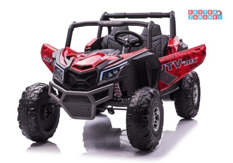 Buggy UTV-MX Spider lakierowany dwuosobowy na akumulator - czerwony, 4x60W 24V/7Ah, pilot, MP4, do 8 km/h, EVA, LED [7776]