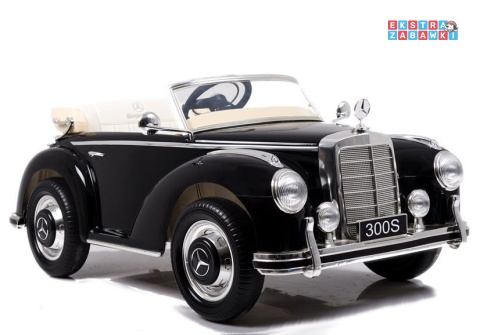 Mercedes 300S lakierowany na akumulator - czarny, 2x45W 12V/7Ah, pilot, do 5 km/h, EVA, ekoskóra, pasy, panel muzyczny [3922]