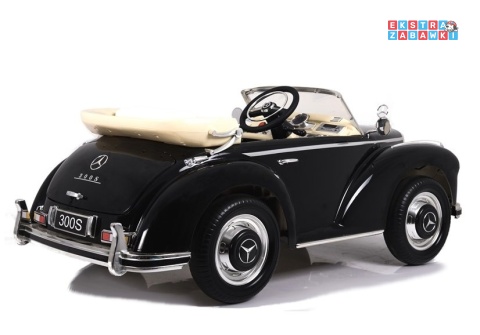 Mercedes 300S lakierowany na akumulator - czarny, 2x45W 12V/7Ah, pilot, do 5 km/h, EVA, ekoskóra, pasy, panel muzyczny [3922]
