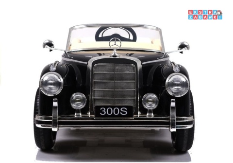Mercedes 300S lakierowany na akumulator - czarny, 2x45W 12V/7Ah, pilot, do 5 km/h, EVA, ekoskóra, pasy, panel muzyczny [3922]