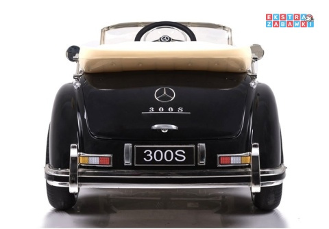 Mercedes 300S lakierowany na akumulator - czarny, 2x45W 12V/7Ah, pilot, do 5 km/h, EVA, ekoskóra, pasy, panel muzyczny [3922]
