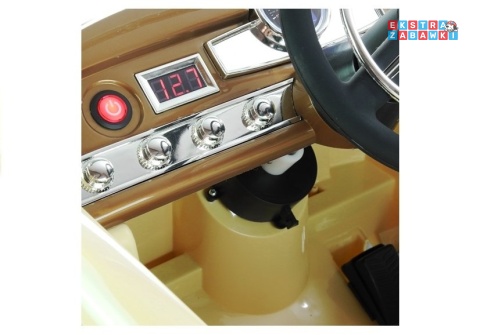 Mercedes 300S lakierowany na akumulator - czarny, 2x45W 12V/7Ah, pilot, do 5 km/h, EVA, ekoskóra, pasy, panel muzyczny [3922]