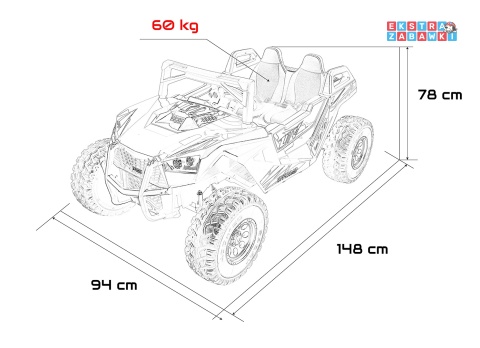 Buggy RTR Monster Speed 4x4 na akumulator - biały, 2x300W 2x45W 24V/14Ah, do 16 km/h, pilot, EVA, LED, pokrowiec [SX2928]