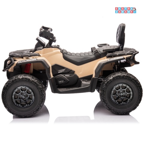 Beżowy Quad CAN-AM Outlander ATV na akumulator - 4x200W, 24V/7Ah, EVA, LED, ekoskóra [CA005]