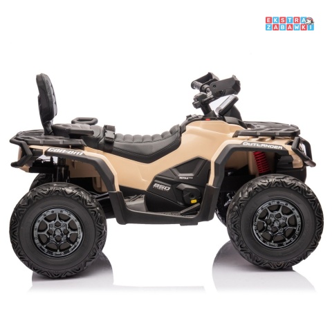 Beżowy Quad CAN-AM Outlander ATV na akumulator - 4x200W, 24V/7Ah, EVA, LED, ekoskóra [CA005]