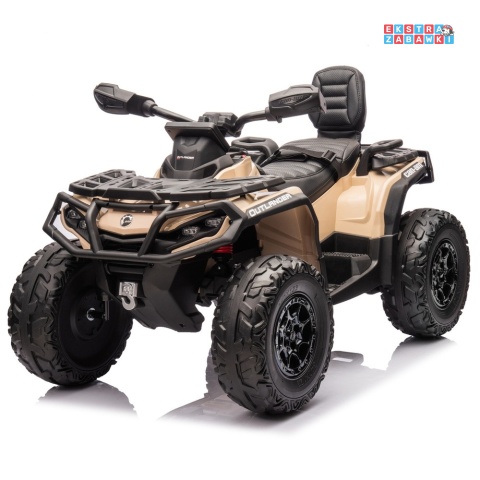 Beżowy Quad CAN-AM Outlander ATV na akumulator - 4x200W, 24V/7Ah, EVA, LED, ekoskóra [CA005]