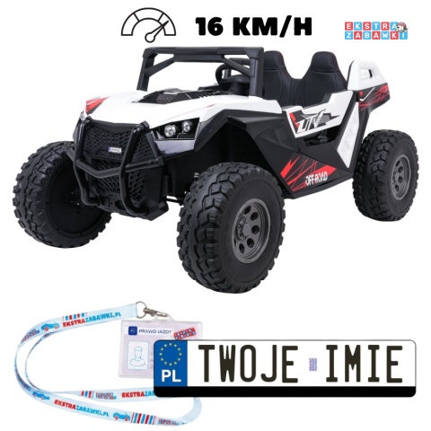 Buggy RTR Monster Speed 4x4 na akumulator - biały, 2x300W 2x45W 24V/14Ah, do 16 km/h, pilot, EVA, LED, pokrowiec [SX2928]