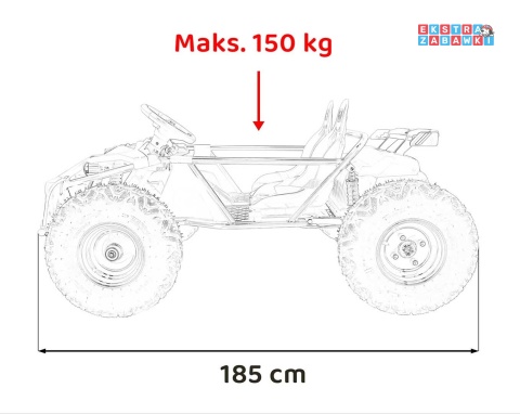 Ogromny gokart GENERAL 63 dwuosobowy na akumulator - czerwony, 1x800W 48V/20Ah, silnik bezszczotkowy, pokrowiec [SX2358]