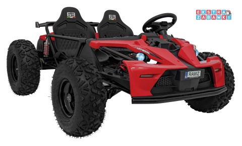 Ogromny gokart GENERAL 63 dwuosobowy na akumulator - czerwony, 1x800W 48V/20Ah, silnik bezszczotkowy, pokrowiec [SX2358]