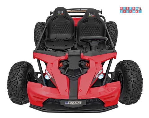 Ogromny gokart GENERAL 63 dwuosobowy na akumulator - czerwony, 1x800W 48V/20Ah, silnik bezszczotkowy, pokrowiec [SX2358]