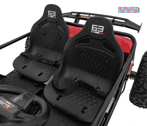 Ogromny gokart GENERAL 63 dwuosobowy na akumulator - czerwony, 1x800W 48V/20Ah, silnik bezszczotkowy, pokrowiec [SX2358]