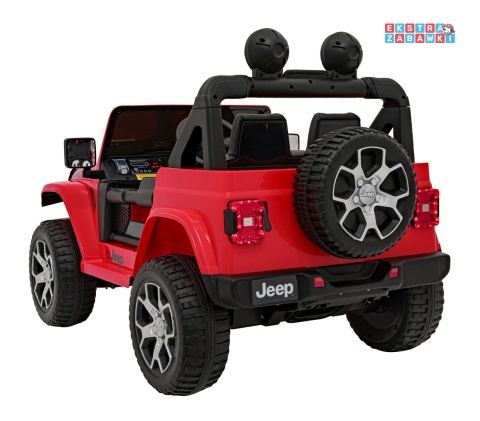Jeep Wrangler Rubicon na akumulator - czerwony, 4x45W, 12V/10Ah, EVA, pilot, LED, MP3, BT - [JWR555]