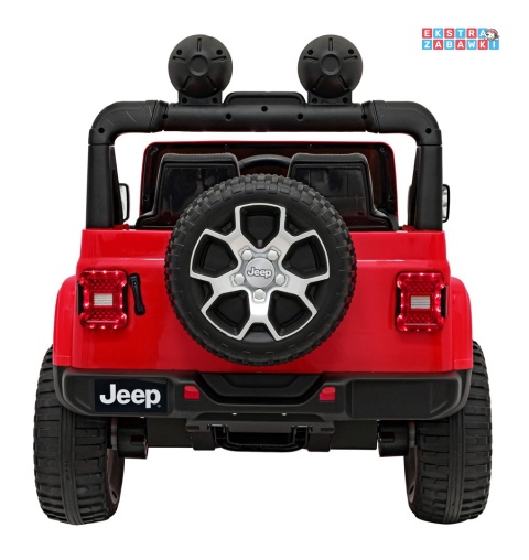Jeep Wrangler Rubicon na akumulator - czerwony, 4x45W, 12V/10Ah, EVA, pilot, LED, MP3, BT - [JWR555]