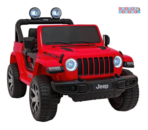 Jeep Wrangler Rubicon na akumulator - czerwony, 4x45W, 12V/10Ah, EVA, pilot, LED, MP3, BT - [JWR555]
