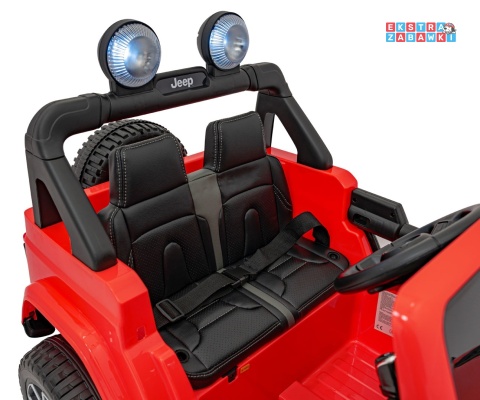 Jeep Wrangler Rubicon na akumulator - czerwony, 4x45W, 12V/10Ah, EVA, pilot, LED, MP3, BT - [JWR555]