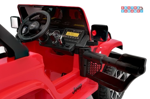 Jeep Wrangler Rubicon na akumulator - czerwony, 4x45W, 12V/10Ah, EVA, pilot, LED, MP3, BT - [JWR555]