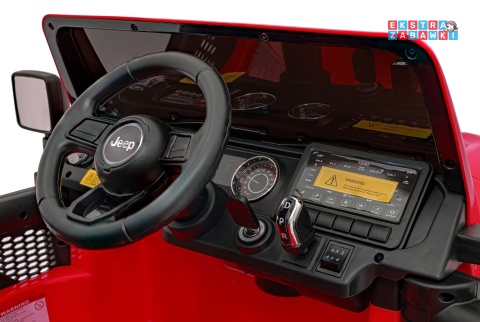 Jeep Wrangler Rubicon na akumulator - czerwony, 4x45W, 12V/10Ah, EVA, pilot, LED, MP3, BT - [JWR555]