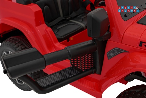 Jeep Wrangler Rubicon na akumulator - czerwony, 4x45W, 12V/10Ah, EVA, pilot, LED, MP3, BT - [JWR555]