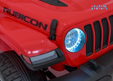 Jeep Wrangler Rubicon na akumulator - czerwony, 4x45W, 12V/10Ah, EVA, pilot, LED, MP3, BT - [JWR555]