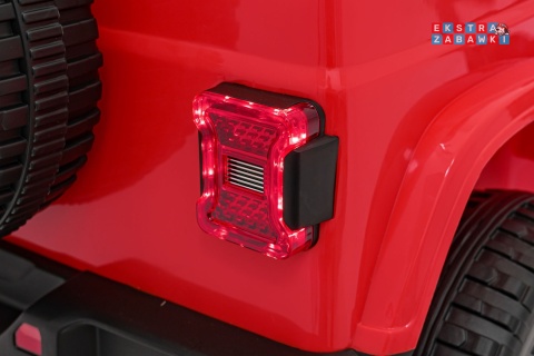 Jeep Wrangler Rubicon na akumulator - czerwony, 4x45W, 12V/10Ah, EVA, pilot, LED, MP3, BT - [JWR555]