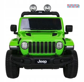 Jeep Wrangler Rubicon na akumulator - zielony, 4x45W, 12V/10Ah, EVA, pilot, LED, MP3, BT - [JWR555]