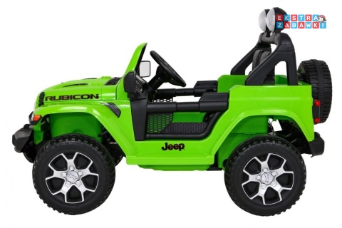 Jeep Wrangler Rubicon na akumulator - zielony, 4x45W, 12V/10Ah, EVA, pilot, LED, MP3, BT - [JWR555]